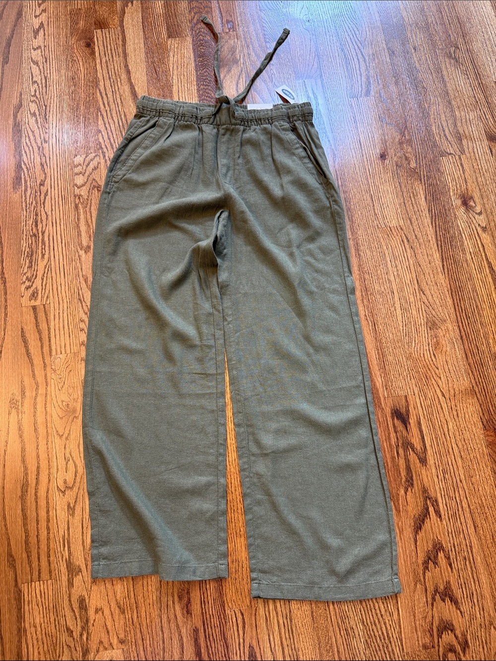 Old Navy Olive Linen Wide-Leg Drawstring Pants NWT